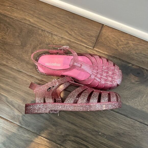 Girl’s Mini Melissa Pink Jelly Shoes Size 2 - Picture 2 of 5